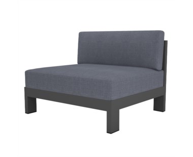 Hamilton Alu Compact 1 Seater Armless - Charcoal / Caste Silver